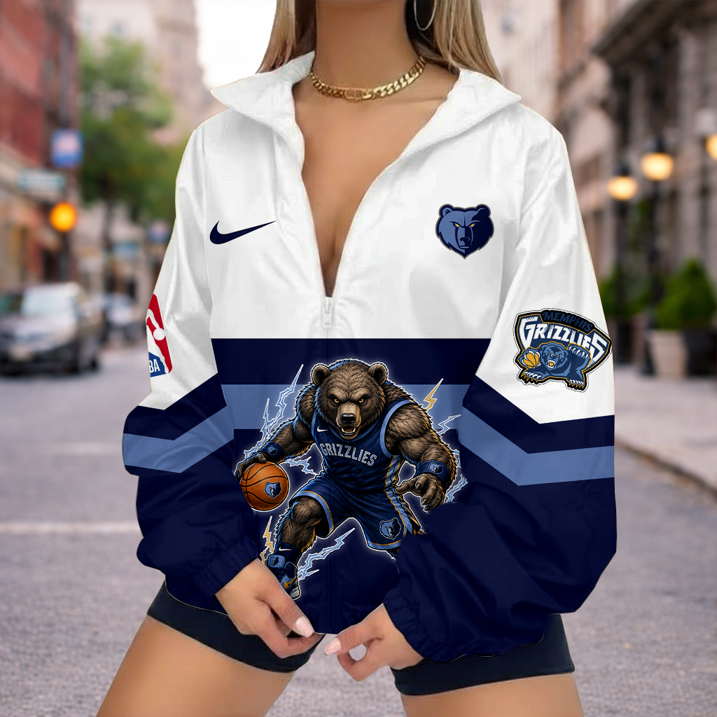 VIRAL EDITION - NEW CUSTOMIZED NBA13 MGR MEMPHIS GRIZZLIES V-NECK ZIPPER SWEATSHIRT JACKET