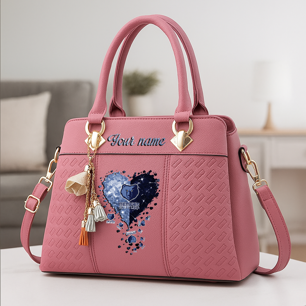 LIMITED EDITION - NEW CUSTOMIZED NBA13 MGR MEMPHIS GRIZZLIES ZIP HANDBAG MULTICOLOR
