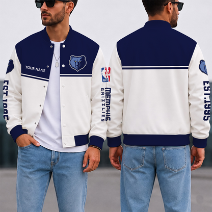 LIMITED EDITION - NEW CUSTOMIZED NBA13 MGR MEMPHIS GRIZZLIES BASEBALL JACKET, SATIN VARSITY JACKET