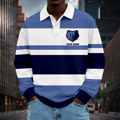 LIMITED EDITION - NEW CUSTOMIZED NBA13 MGR ME GRIZZLIES MEN LONG SLEEVE POLO
