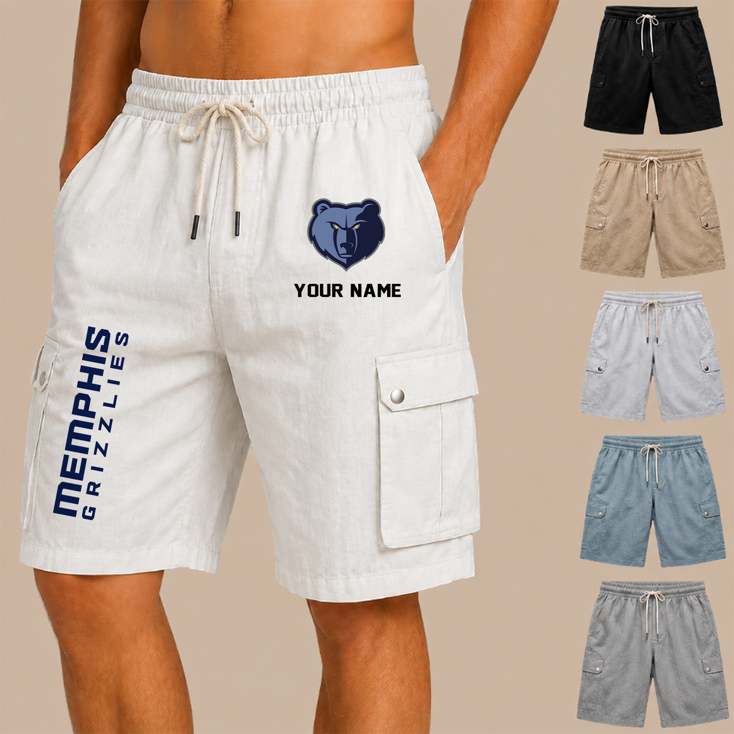 [HOT DEAL] NEW CUSTOMIZED NBA13 MGR MEMPHIS GRIZZLIES MEN'S DRAWSTRING CARGO SHORTS