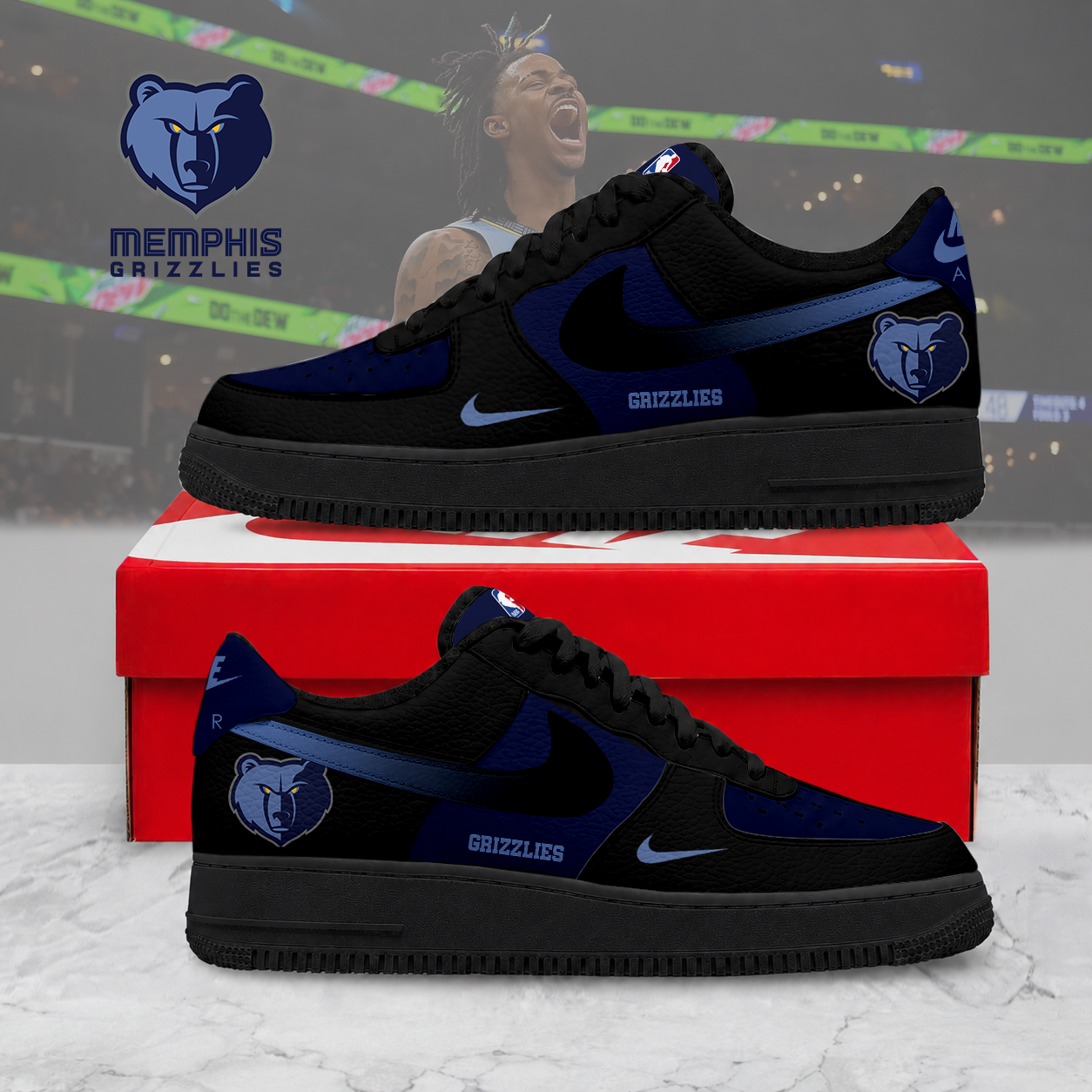 LIMITED EDITION - NEW CUSTOMIZED NBA13 MGR MEMPHIS GRIZZLIES AF1 SNEAKERS