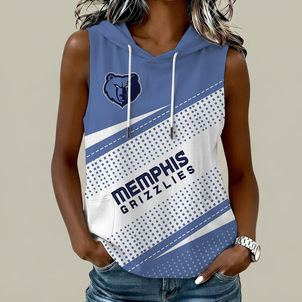 [HOT DEAL] NEW CUSTOMIZED NBA13 MGR MEMPHIS GRIZZLIES  WOMEN'S SLEEVELESS HOODED POCKET TANK TOP