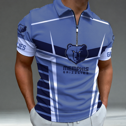 [HOT DEAL] NEW CUSTOMIZED NBA13 MGR MEMPHIS GRIZZLIES ZIP POLO SHIRT