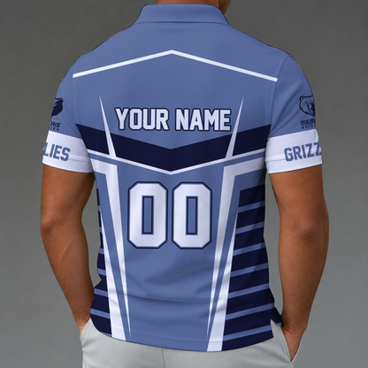 [HOT DEAL] NEW CUSTOMIZED NBA13 MGR MEMPHIS GRIZZLIES ZIP POLO SHIRT
