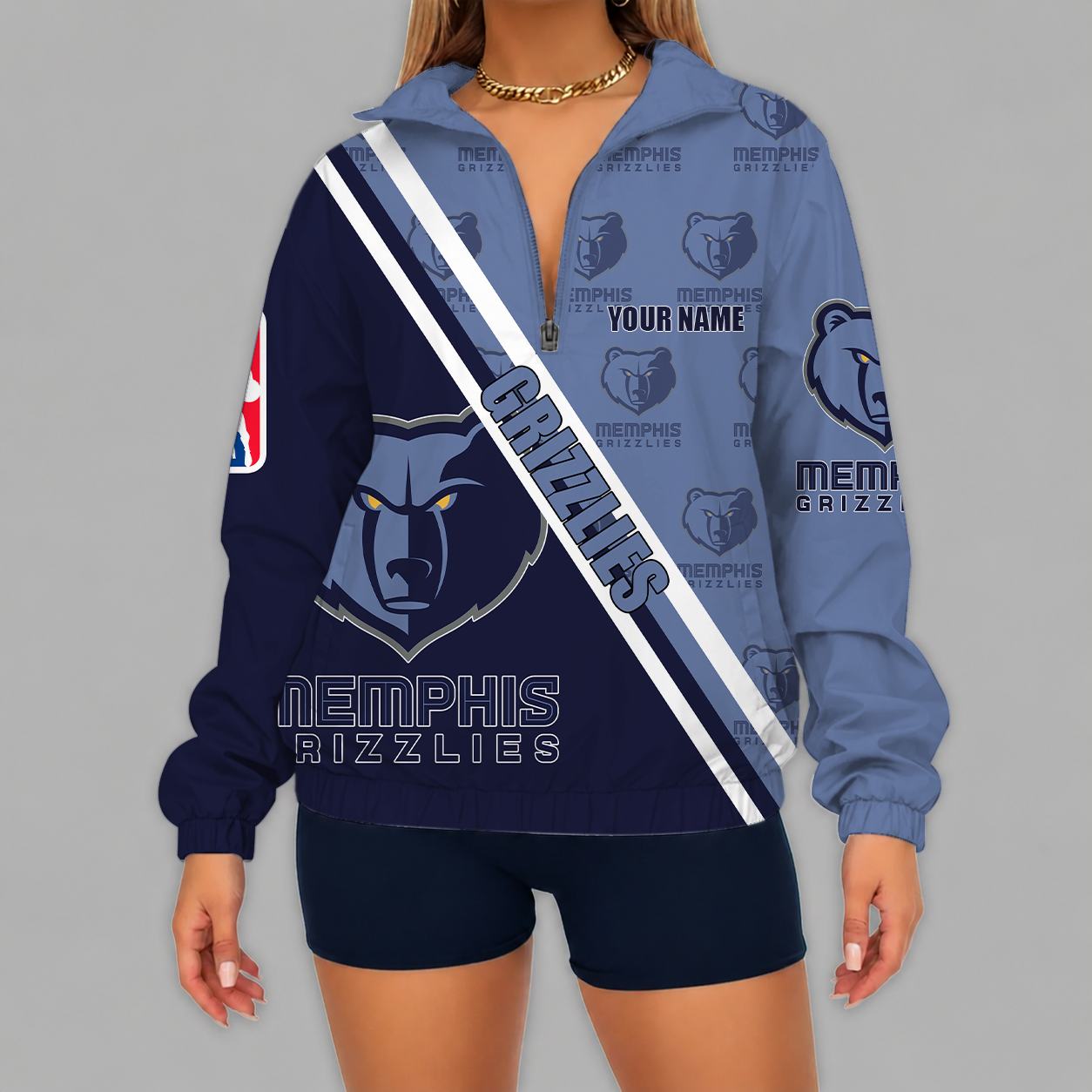 [HOT DEAL] NEW CUSTOMIZED NBA13 MGR MEMPHIS GRIZZLIES V-NECK ZIPPER SWEATSHIRT JACKET