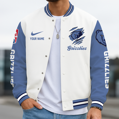LIMITED EDITION - NEW CUSTOMIZED NBA13 MGR ME GRIZZLIES BASEBALL JACKET, SATIN VARSITY JACKET