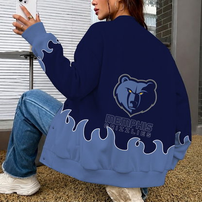 LIMITED EDITION - NEW CUSTOMIZED NBA13 MGR MEMPHIS GRIZZLIES BASEBALL JACKET, SATIN VARSITY JACKET