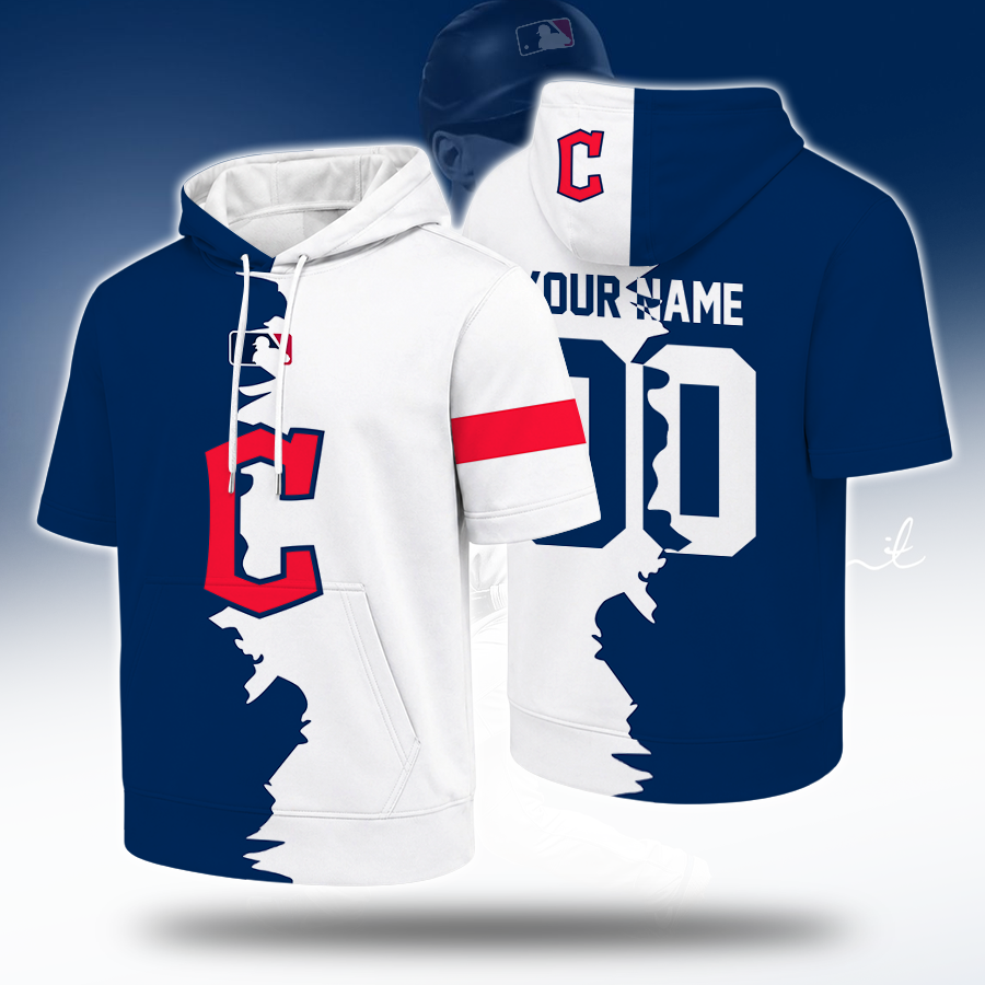 LIMITED EDITION - NEW CUSTOMIZED MLB13 CGS CLEVELAND GUARDIANS SHORT SLEEVE HOODIE