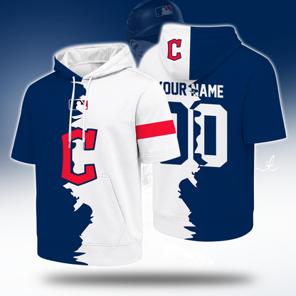 LIMITED EDITION - NEW CUSTOMIZED MLB13 CGS CLEVELAND GUARDIANS SHORT SLEEVE HOODIE