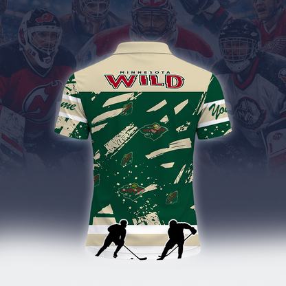 [SUPER SALE] NEW CUSTOMIZED NHL13 MNW MINNESOTA WILD POLO SHIRT