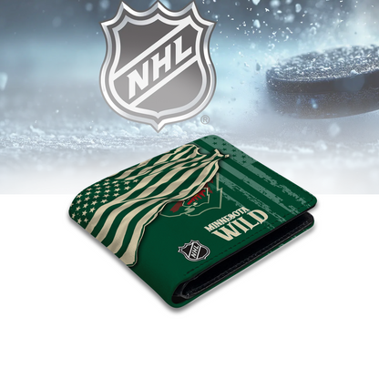 [SUPER SALE ] NEW CUSTOMIZED NHL13 MNW MINNESOTA WILD LEATHER WALLET