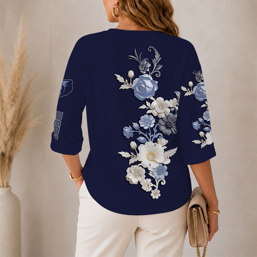 [HOT DEAL] NEW CUSTOMIZED NBA13 MGR MEMPHIS GRIZZLIES WOMEN'S V-NECK LONG SLEEVE SHIRT
