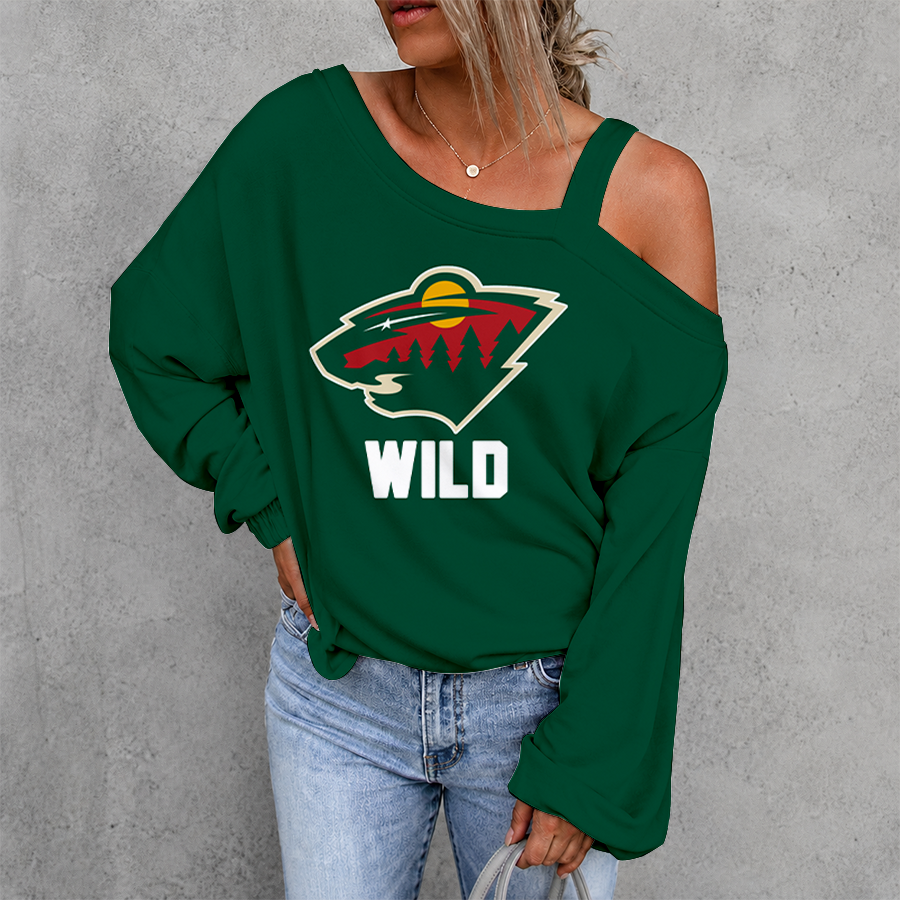 [SUPER SALE] NEW CUSTOMIZED NHL13 MNW MINNESOTA WILD DROP SHOULDER SWEATSHIRT