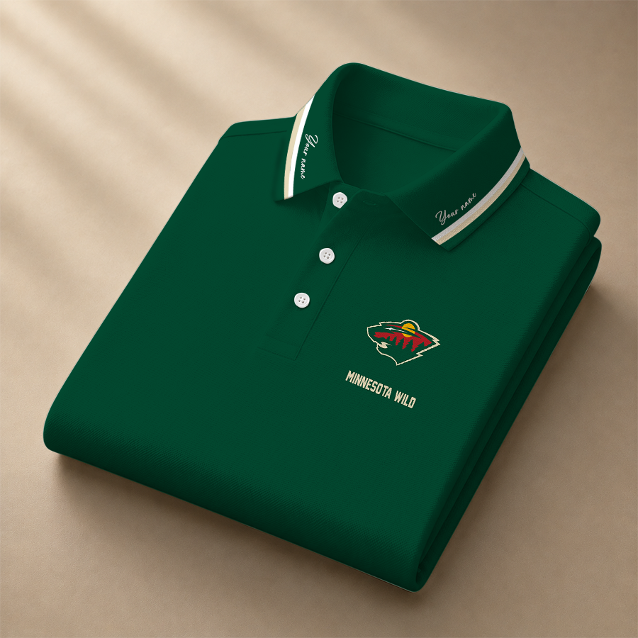 [SUPER SALE] NEW CUSTOMIZED NHL13 MNW MINNESOTA WILD POLO SHIRT