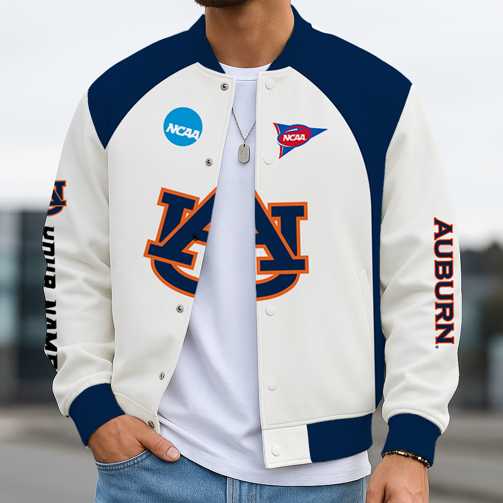 LIMITED EDITION - NEW CUSTOMIZED NCAA FBS13 ABT AUBURN TIGERS BASEBALL JACKET, SATIN VARSITY JACKET