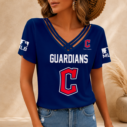 [FLASH SALE] NEW CUSTOMIZED MLB13 CGS CLEVELAND GUARDIANS V-NECK SHIRT
