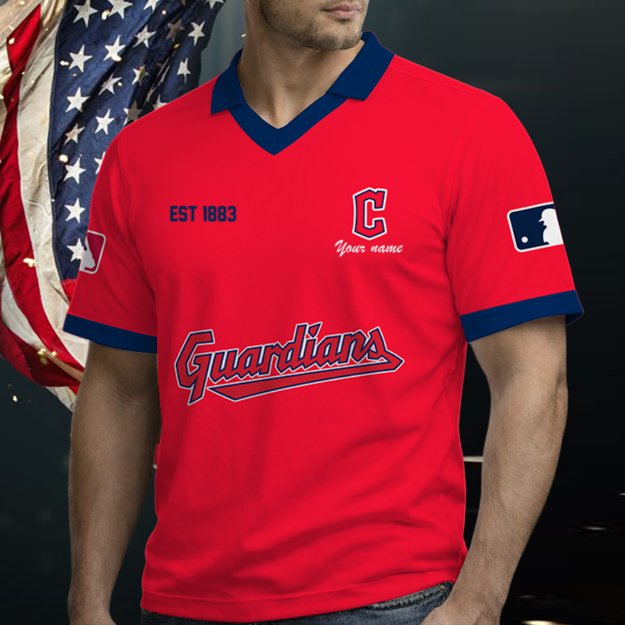 [FLASH SALE] NEW CUSTOMIZED MLB13 CGS CLEVELAND GUARDIANS POLO SHIRT