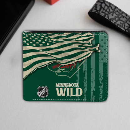 [SUPER SALE ] NEW CUSTOMIZED NHL13 MNW MINNESOTA WILD LEATHER WALLET