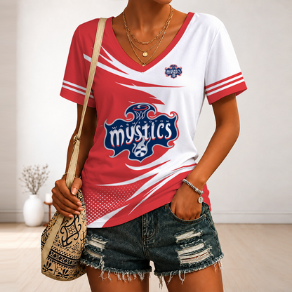 [FAN FAVORITE] NEW CUSTOMIZED WNBA13 WSM WASHINGTON MYSTICS V-NECK FEMALE SHIRT