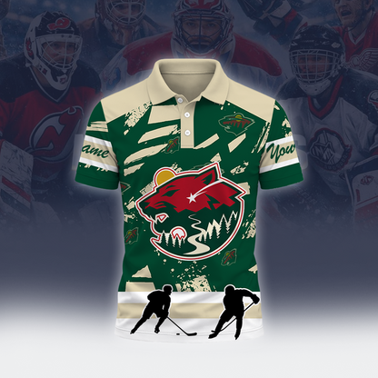 [SUPER SALE] NEW CUSTOMIZED NHL13 MNW MINNESOTA WILD POLO SHIRT