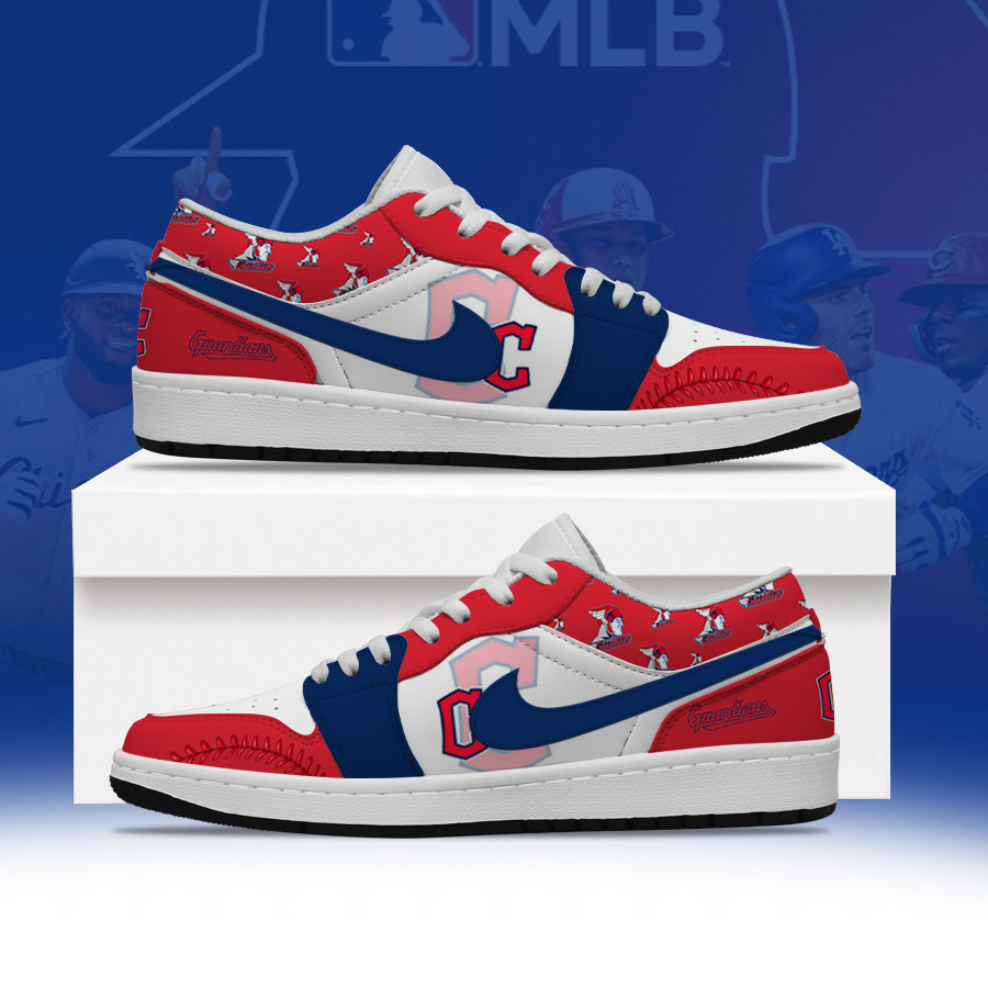 LIMITED EDITION - NEW CUSTOMIZED MLB13 CGS CLEVELAND GUARDIANS AIR JORDAN LOW SHOES