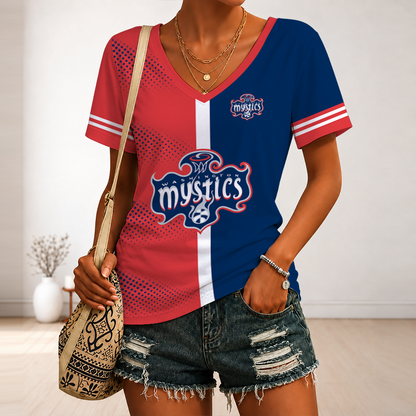 [FAN FAVORITE] NEW CUSTOMIZED WNBA13 WSM WASHINGTON MYSTICS V-NECK FEMALE SHIRT