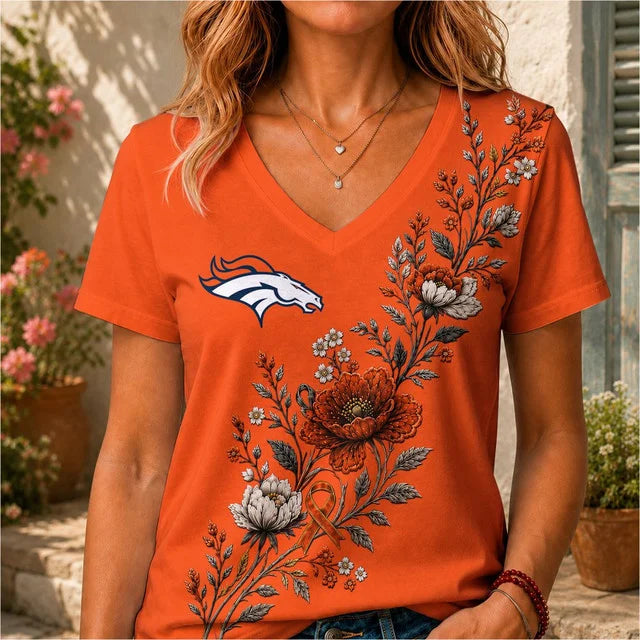 ELITE EDITION - NEW CUSTOMIZED NFL13 DVB DENVER BRONCOS V-NECK FEMALE SHIRT