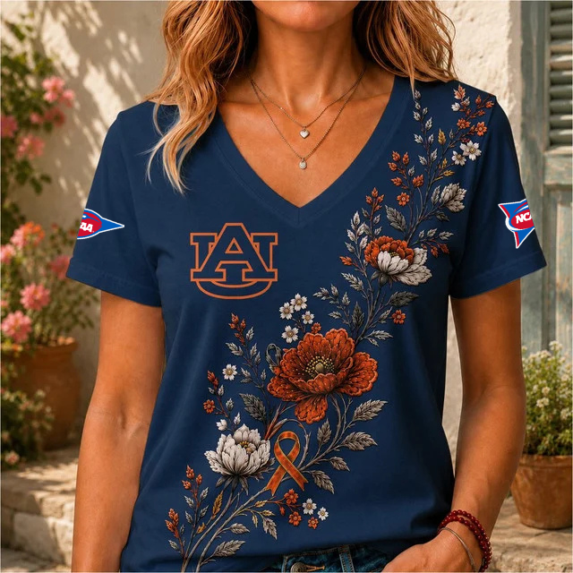 ELITE EDITION - NEW CUSTOMIZED NCAA FBS13 ABT AUBURN TIGERS V-NECK FEMALE SHIRT