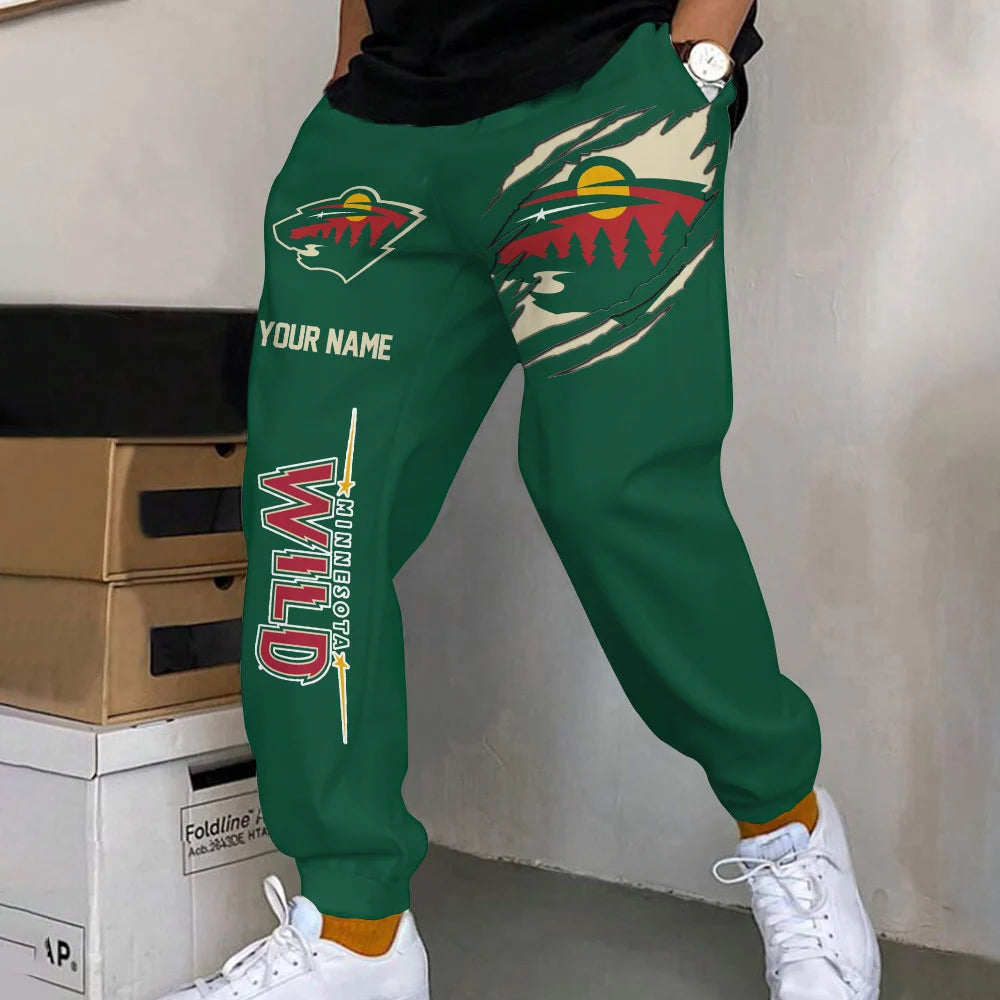 ELITE EDITION - NEW CUSTOMIZED NHL13 MNW MINNESOTA WILD SWEATPANTS