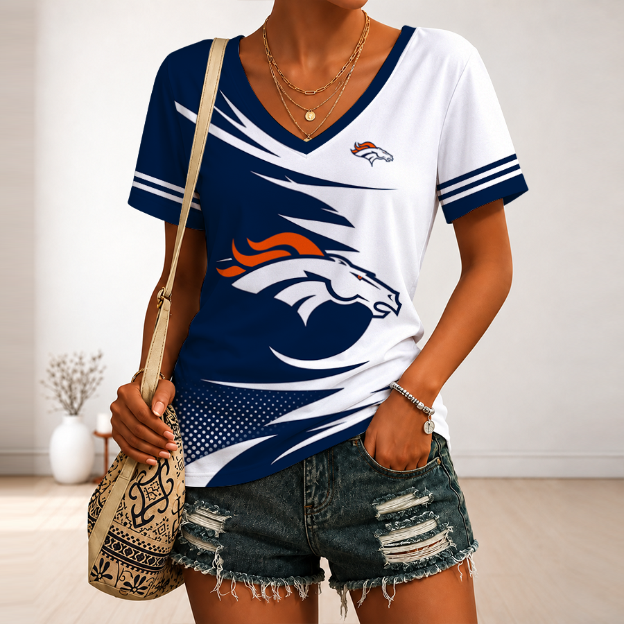 [SPECIAL OFFER] NEW CUSTOMIZED NFL13 DVB DENVER BRONCOS V-NECK FEMALE SHIRT