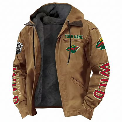 LIMITED EDITION - NEW CUSTOMIZED NHL13 MNW MINNESOTA WILD HOODED CARDIGAN JACKET