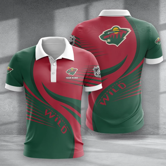 LIMITED EDITION - NEW CUSTOMIZED NHL13 MNW MINNESOTA WILD POLO SHIRT & T-SHIRTS