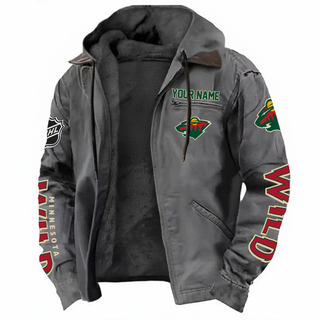 LIMITED EDITION - NEW CUSTOMIZED NHL13 MNW MINNESOTA WILD HOODED CARDIGAN JACKET
