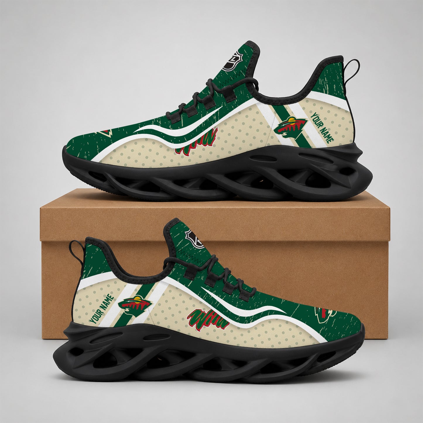 VIRAL EDITION - NEW CUSTOMIZED NHL13 MNW MINNESOTA WILD CLUNKY SNEAKERS