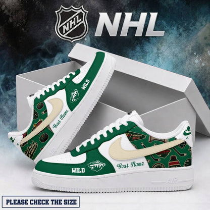 LIMITED EDITION - NEW CUSTOMIZED NHL13 MNW MINNESOTA WILD AF1 SHOES