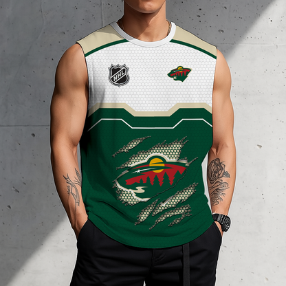 SPECIAL EDITION - NEW CUSTOMIZED NHL13 MNW MINNESOTA WILD MEN'S GYM SHIRT
