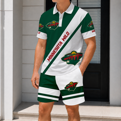 LIMITED EDITION - NEW CUSTOMIZED NHL13 MNW MINNESOTA WILD POLO & SHORT PANTS SET