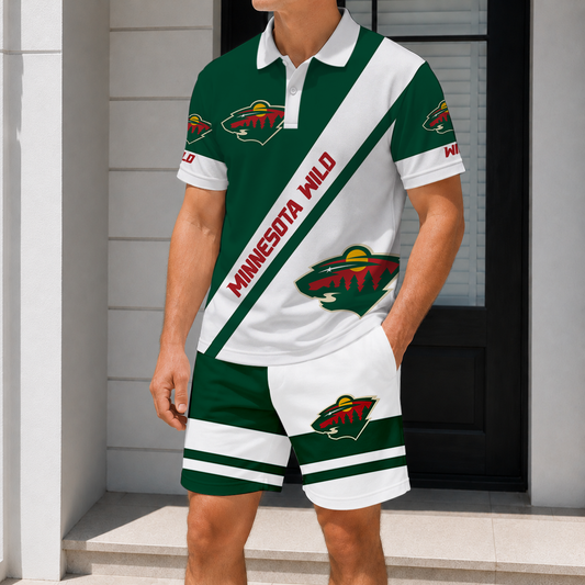 LIMITED EDITION - NEW CUSTOMIZED NHL13 MNW MINNESOTA WILD POLO & SHORT PANTS SET