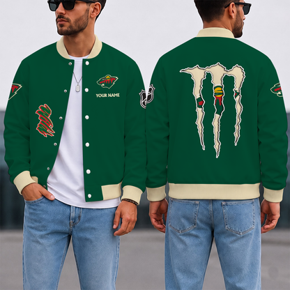 EXCLUSIVE EDITION - NEW CUSTOMIZED NHL13 MNW MINNESOTA WILD SATIN VARSITY JACKET & BASEBALL JACKET