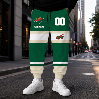 VIRAL EDITION - NEW CUSTOMIZED NHL13 MNW MINNESOTA WILD SWEATPANTS