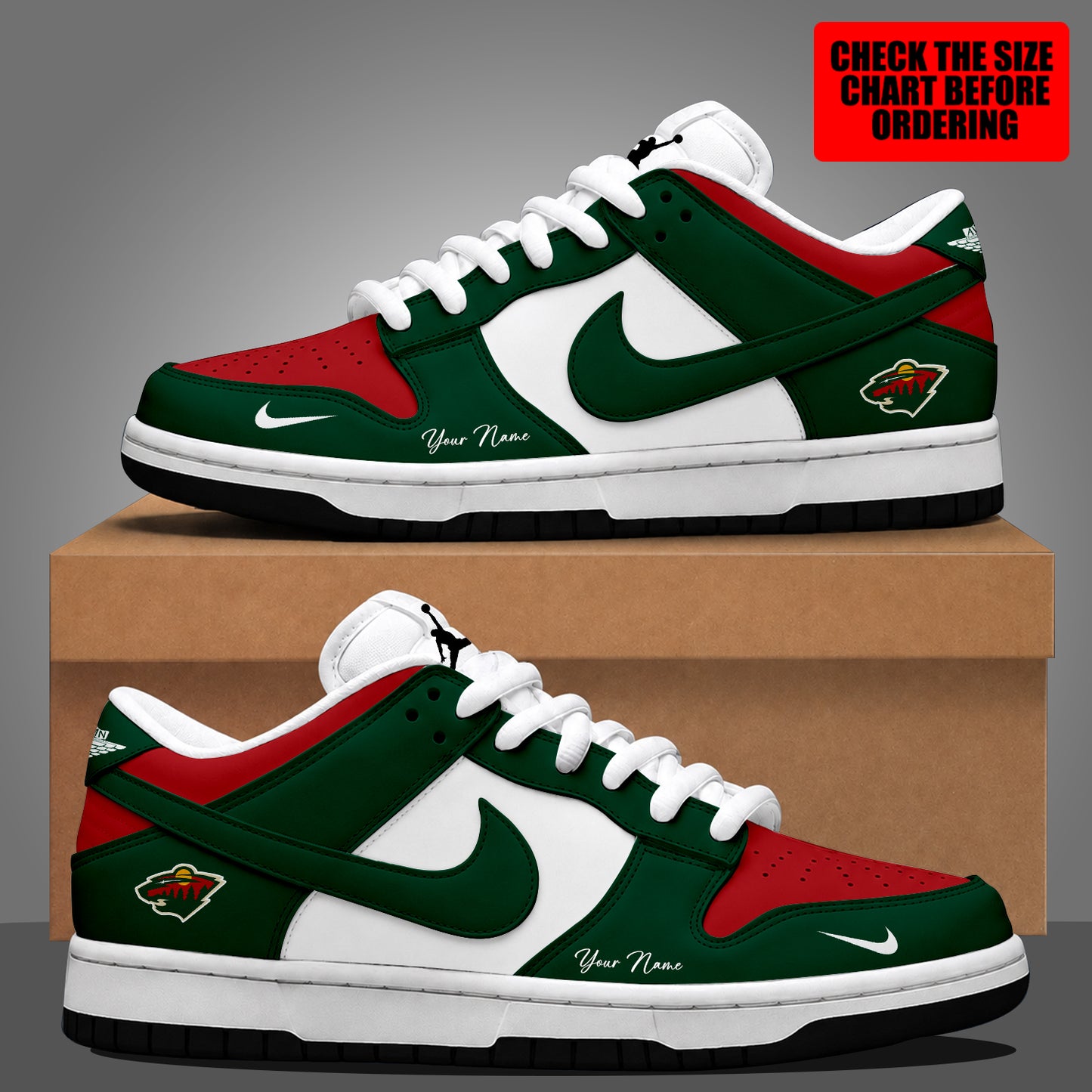 [SUPER SALE] NEW CUSTOMIZED NHL13 MNW MINNESOTA WILD DUNK LOW SHOES