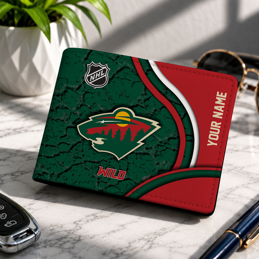 FINAL CLEARANCE - NEW CUSTOMIZED NHL13 MNW MINNESOTA WILD LEATHER WALLET