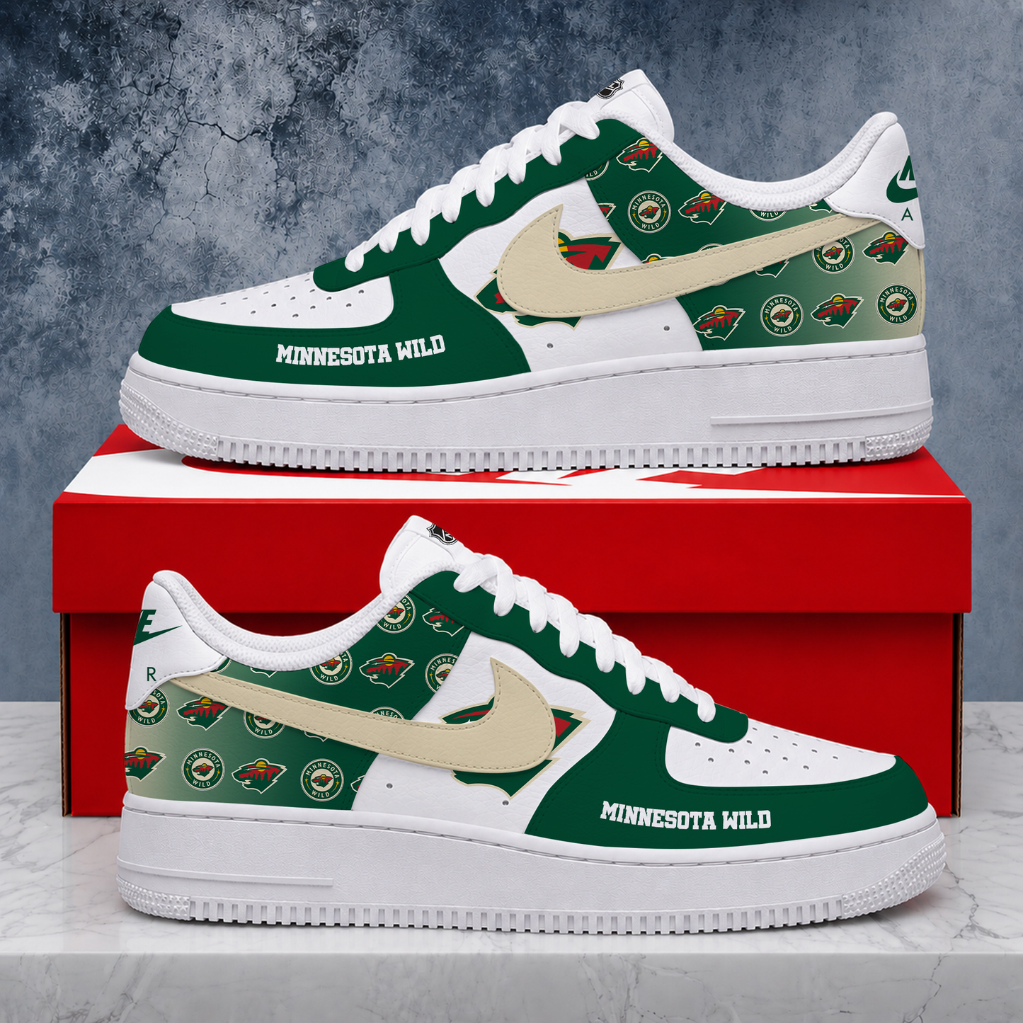 LIMITED EDITION - NEW CUSTOMIZED NHL13 MNW MINNESOTA WILD AF1 SHOES