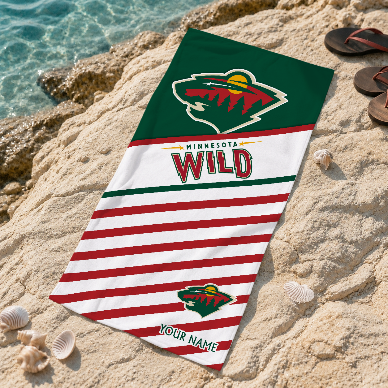 LIMITED EDITION - NEW CUSTOMIZED NHL13 MNW MINNESOTA WILD BEACH TOWEL