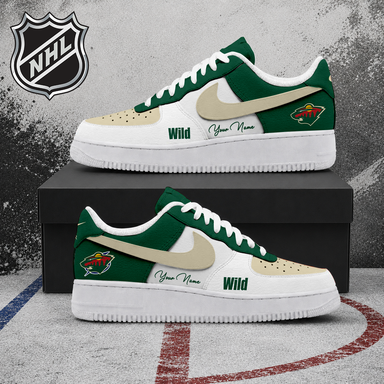 FINAL CLEARANCE - NEW CUSTOMIZED NHL13 MNW MINNESOTA WILD AF1 SHOES