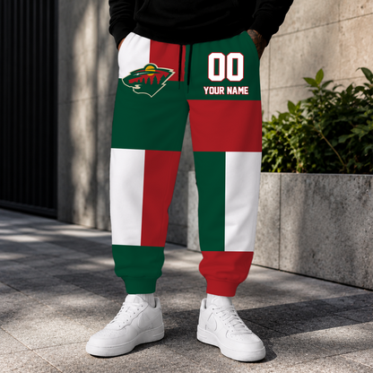 LIMITED EDITION - NEW CUSTOMIZED NHL13 MNW MINNESOTA WILD SWEATPANTS