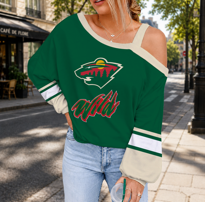 EXCLUSIVE EDITION - NEW CUSTOMIZED NHL13 MNW MINNESOTA WILD DROP SHOULDER SWEATSHIRT
