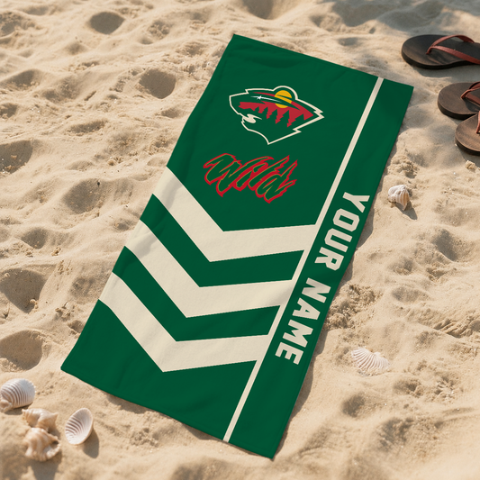 SPECIAL EDITION - NEW CUSTOMIZED NHL13 MNW MINNESOTA WILD BEACH TOWEL