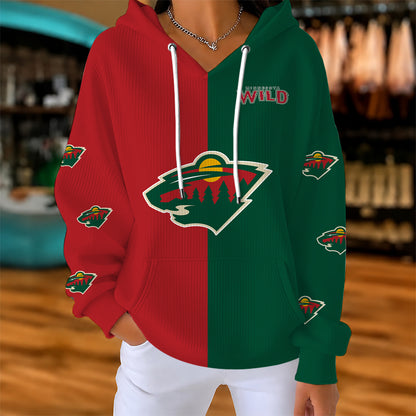 [SUPER SALE] NEW CUSTOMIZED NHL13 MNW MINNESOTA WILD RIBBED HOODIE & SWEATSHIRT